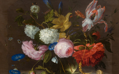 Bodegón floral con caracol, Jacob van Walscapelle